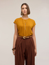 Mixed linen T-shirt with draping image number 3