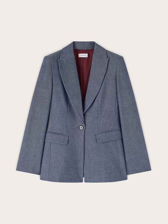 Yarn-dyed fabric blazer with peak lapels