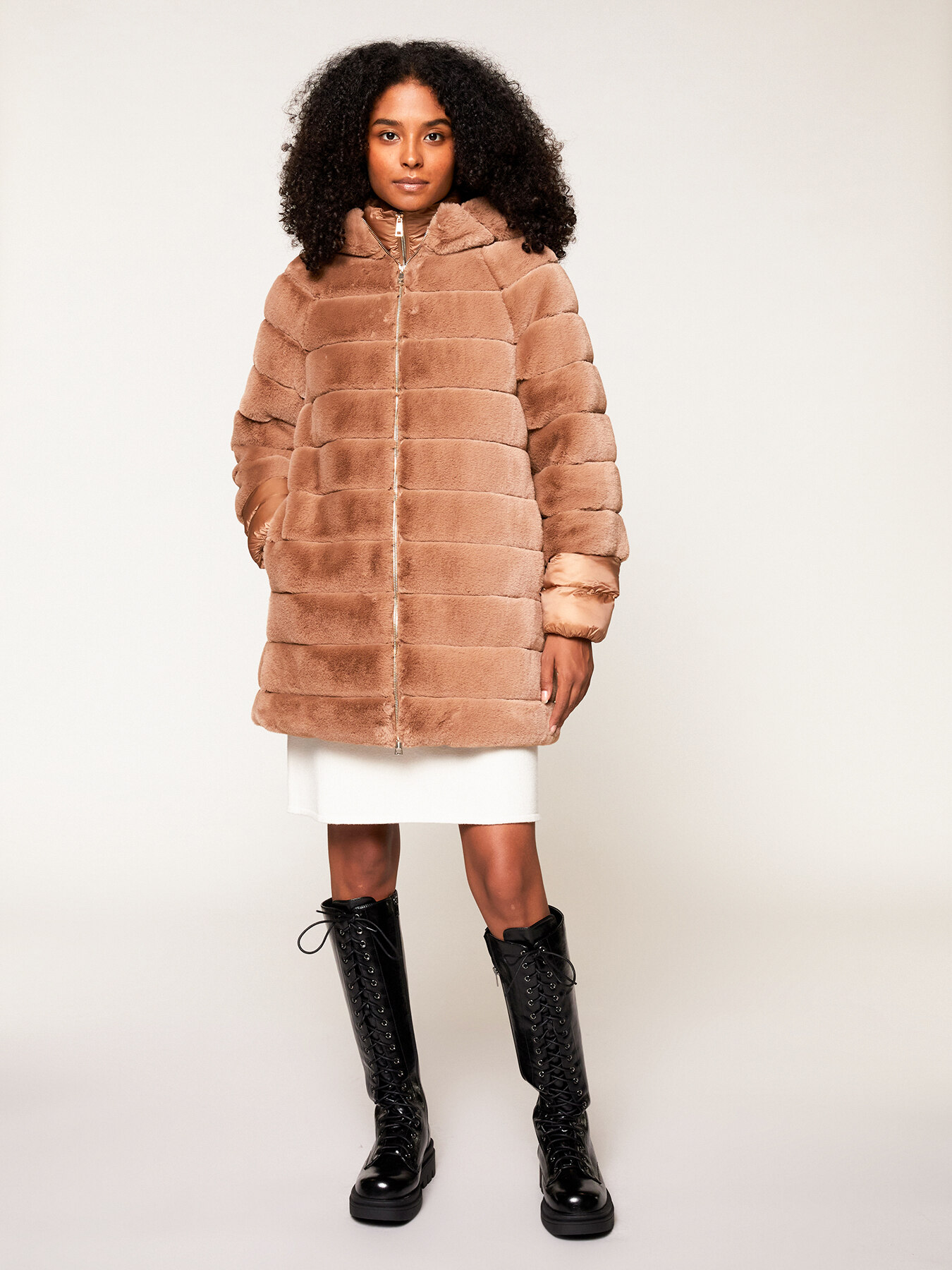 Faux fur coat with padded lining image number 0
