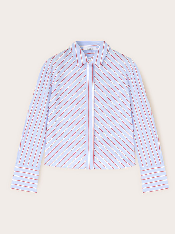 Boxy shirt in diagonal striped poplin
