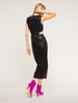 Long faux leather cut-out pattern dress image number 1