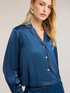 Short satin shirt with contrasting trim image number 3