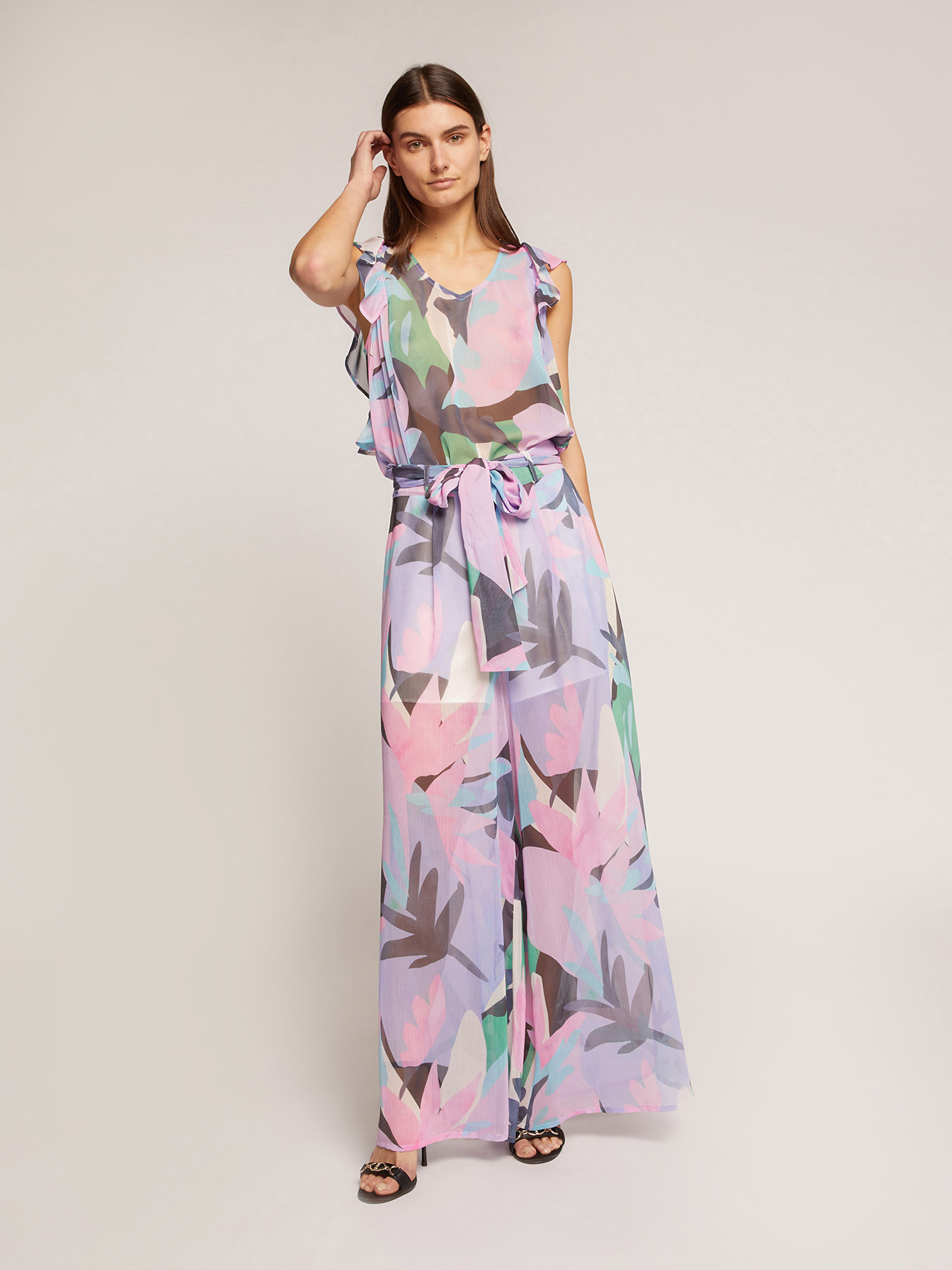 Floral patterned palazzo trousers image number 0