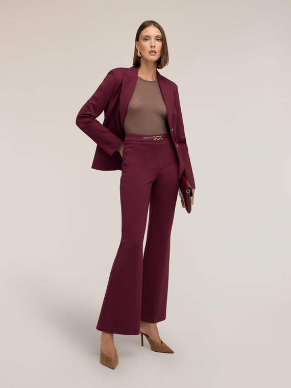 Flare trousers in Milano stitch with belt