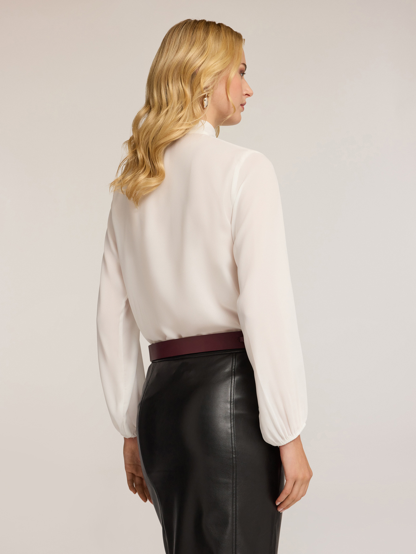 Satin bow blouse image number 1