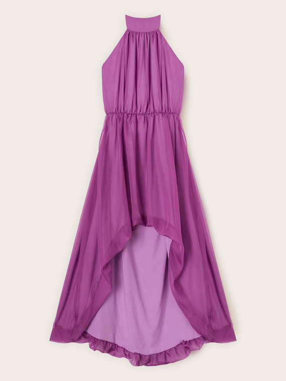 Asymmetric long dress with open back