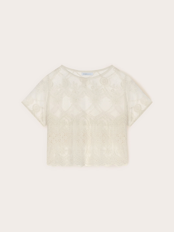Blouse en dentelle avec broderies