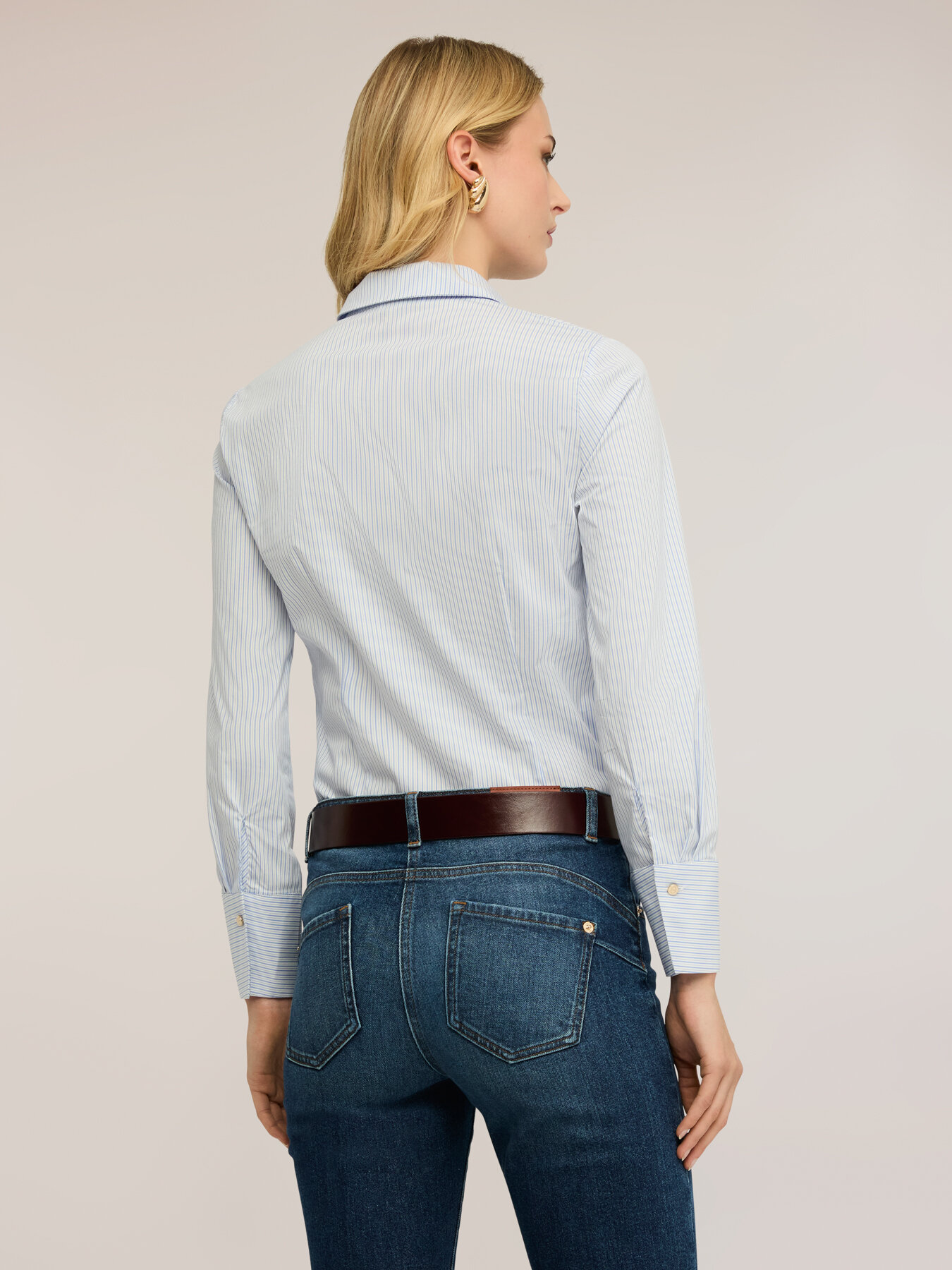 Chemise en popeline &agrave; rayures image number 1