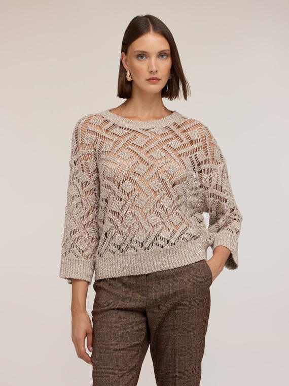 Ajour&eacute; mixed wool knitwear