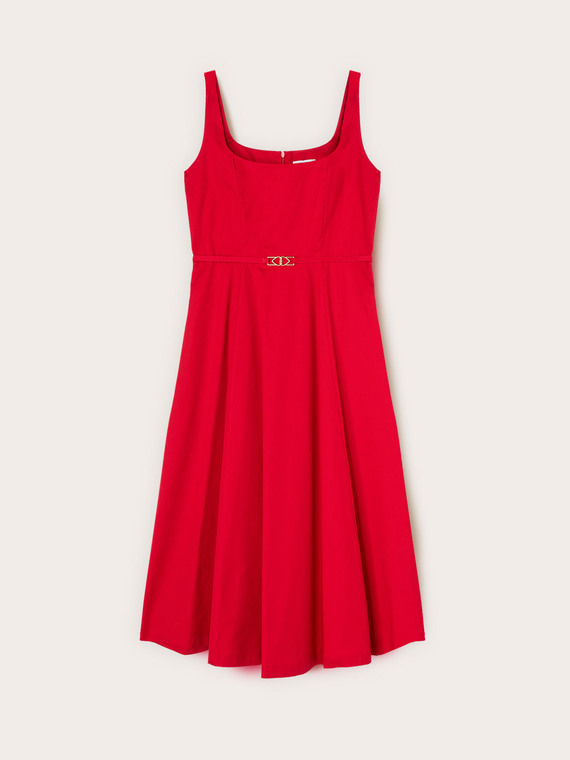 Robe &eacute;vas&eacute;e en popeline avec ceinture