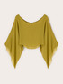 Crop poncho with draping and batwing sleeves image number 1