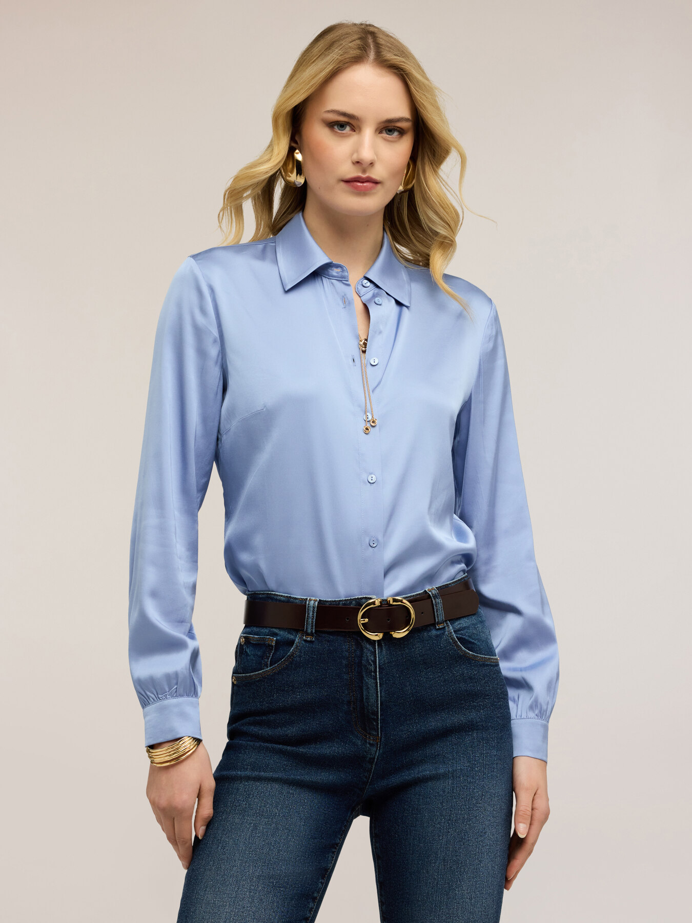 Camicia in raso di viscosa image number 2