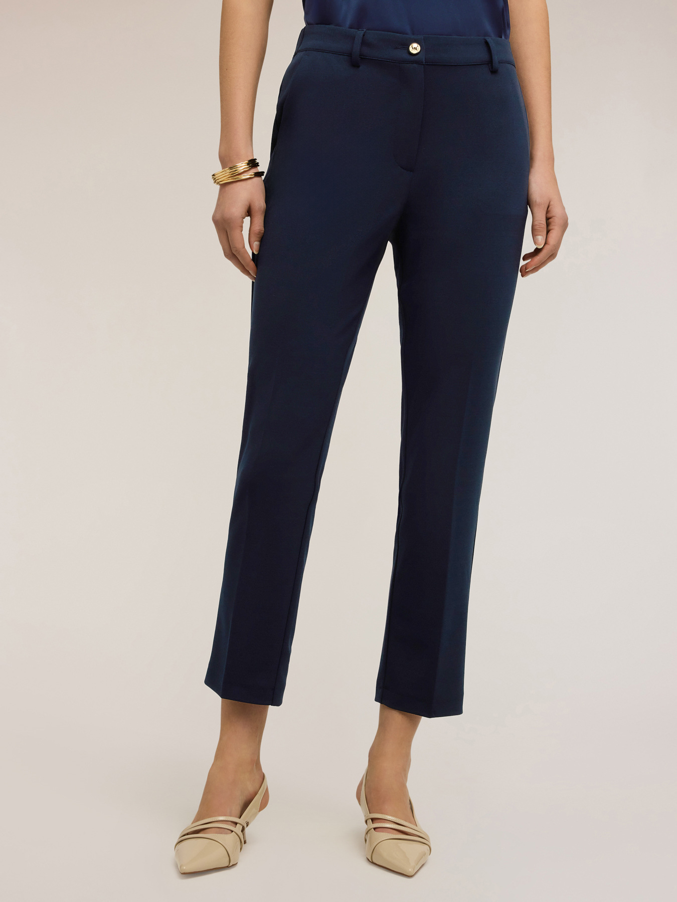 Pantaloni chino din jersey cr&ecirc;pe image number 0