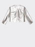 Faux leather collarless jacket image number 3