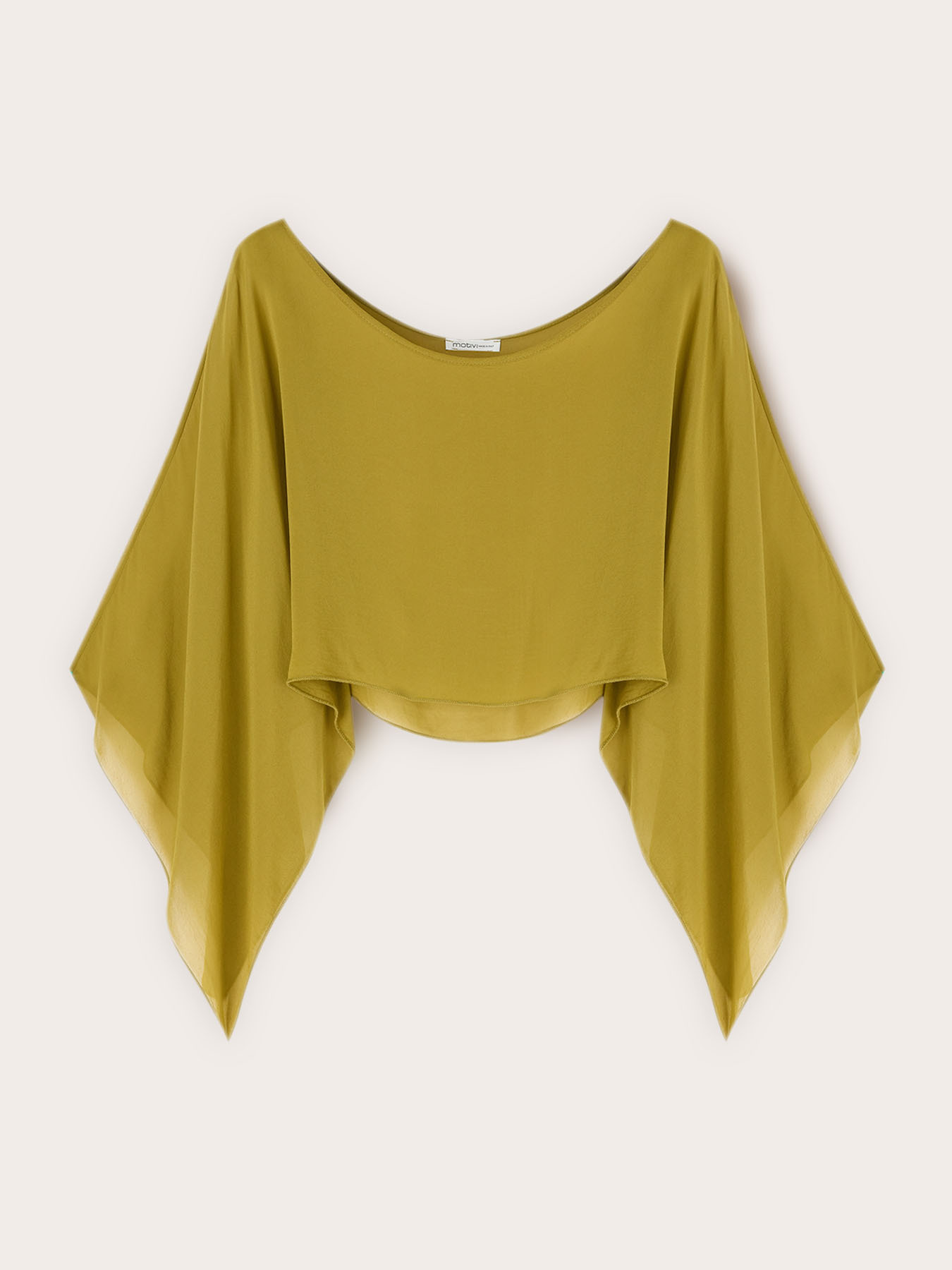 Crop poncho with draping and batwing sleeves image number 1