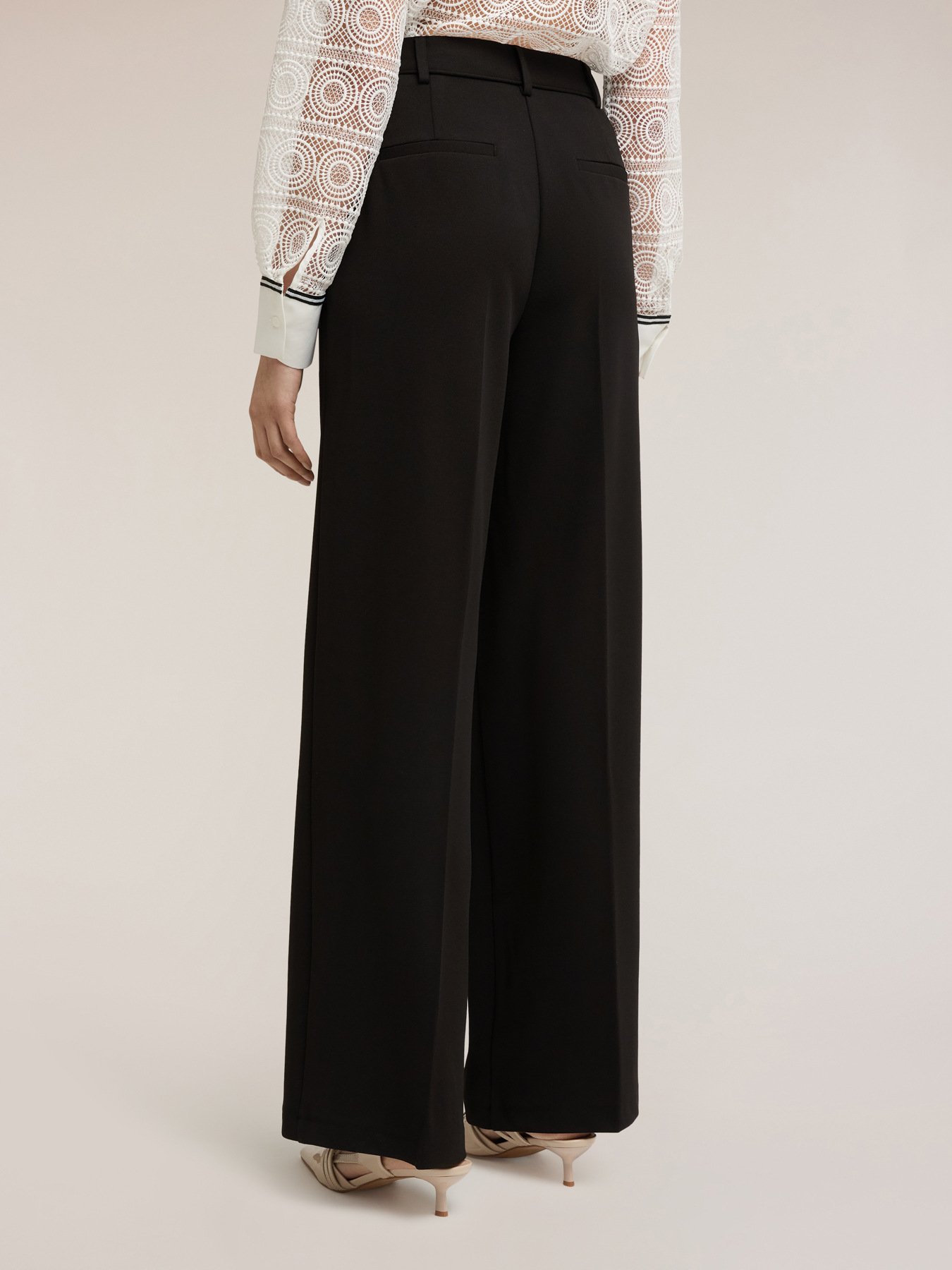 Wide-leg palazzo pants in crepe fabric image number 1