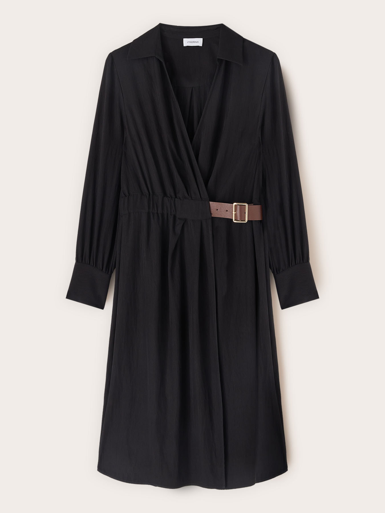 Draped twill shirtdress image number 4