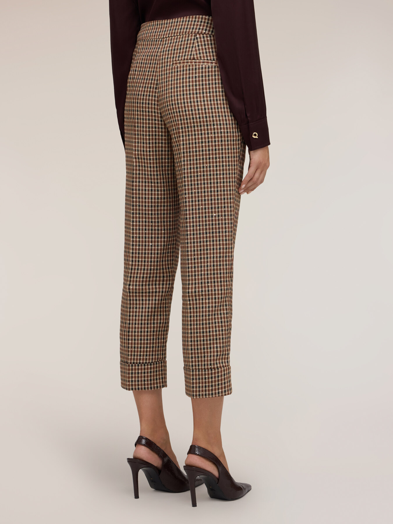 Pantaloni cropped fantasia check lurex image number 1