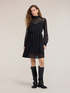 Flare jacquard dress with polka dot pattern image number 2