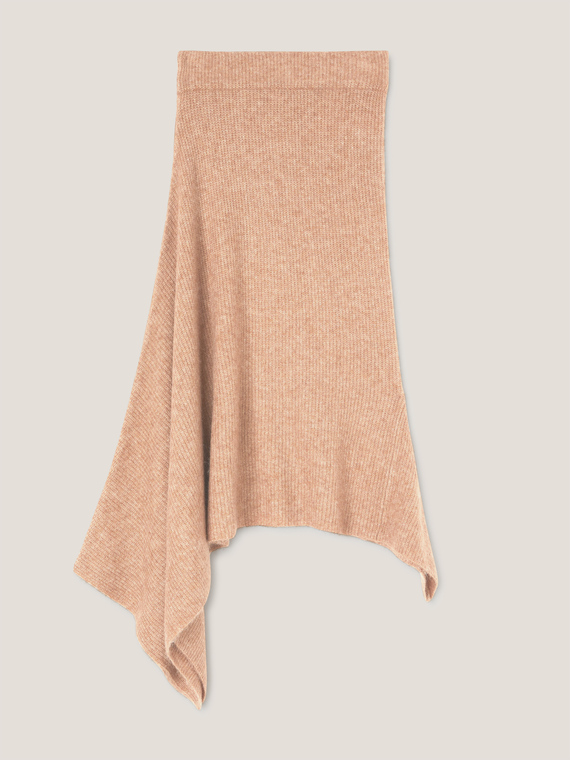 Asymmetrical rib knit skirt
