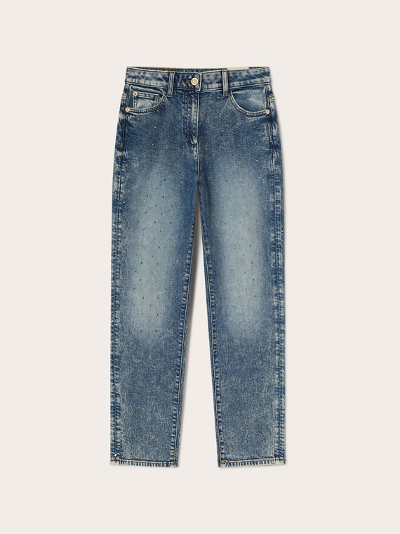 Regular mum fit jeans with rhinestones