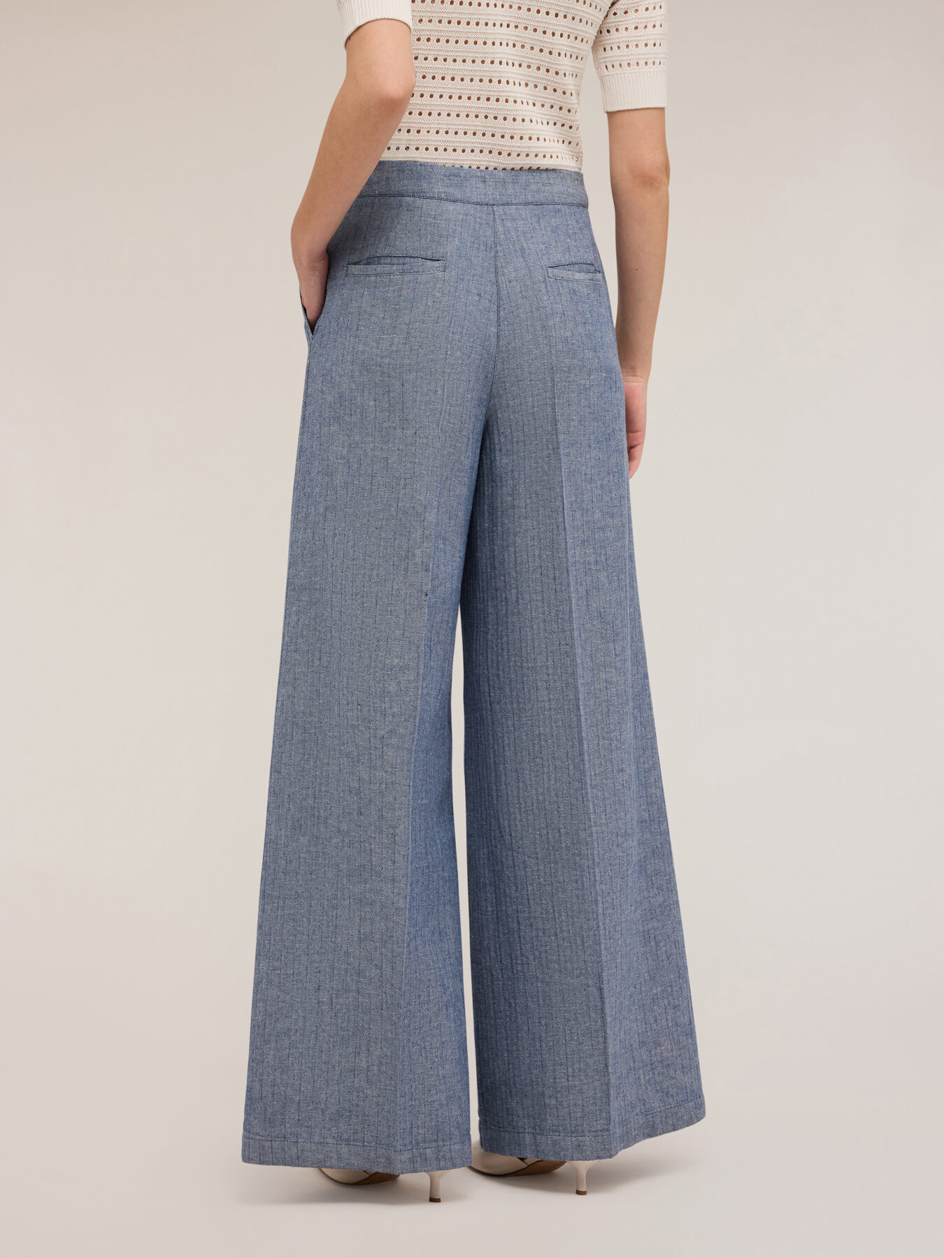 Denim effect wide trousers image number 1