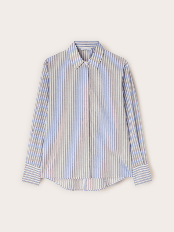 Chemise en popeline &agrave; rayures lurex