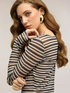 Striped tulle T-shirt with draping image number 3