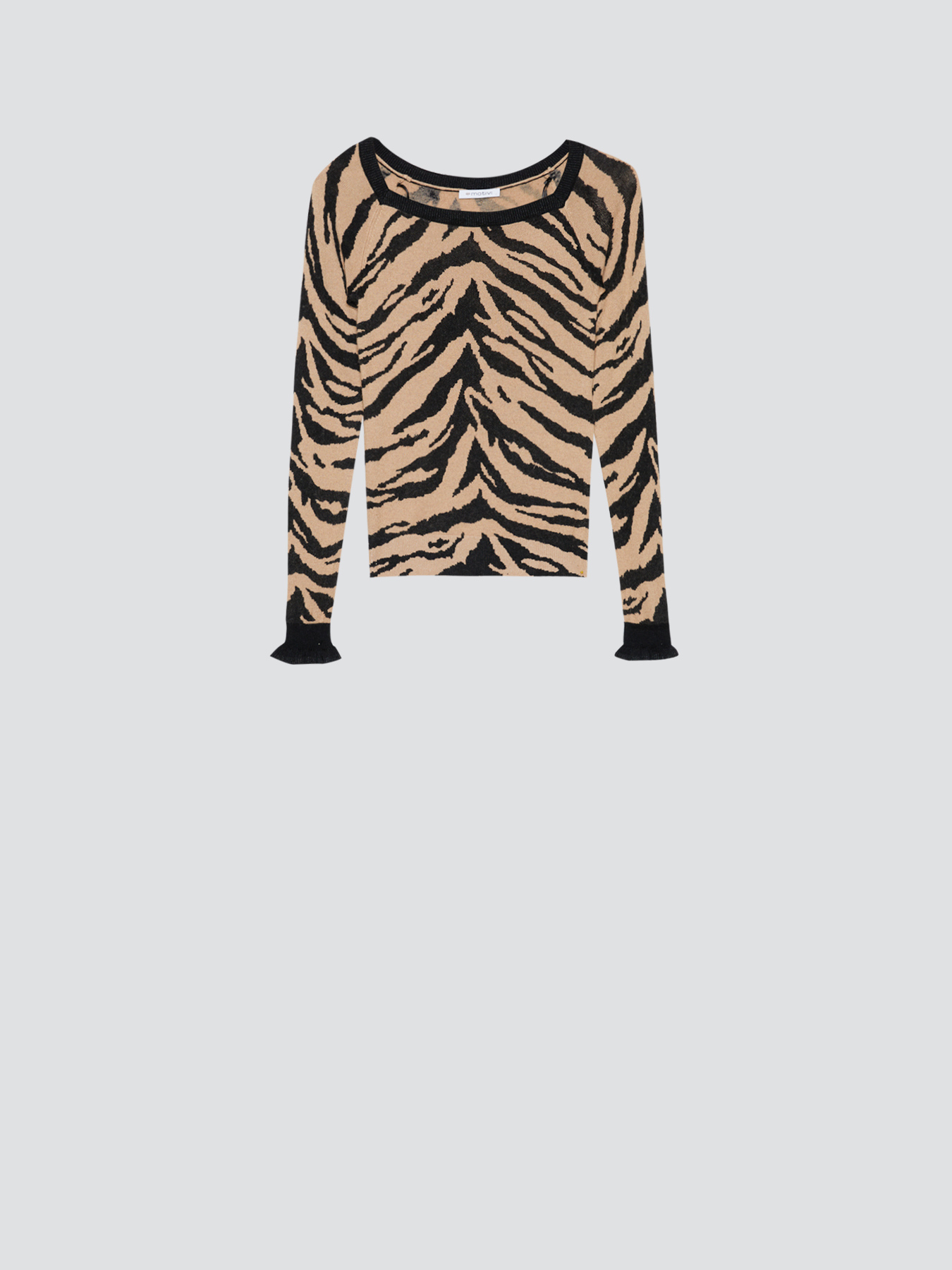 Zebra pattern jacquard sweater image number 3