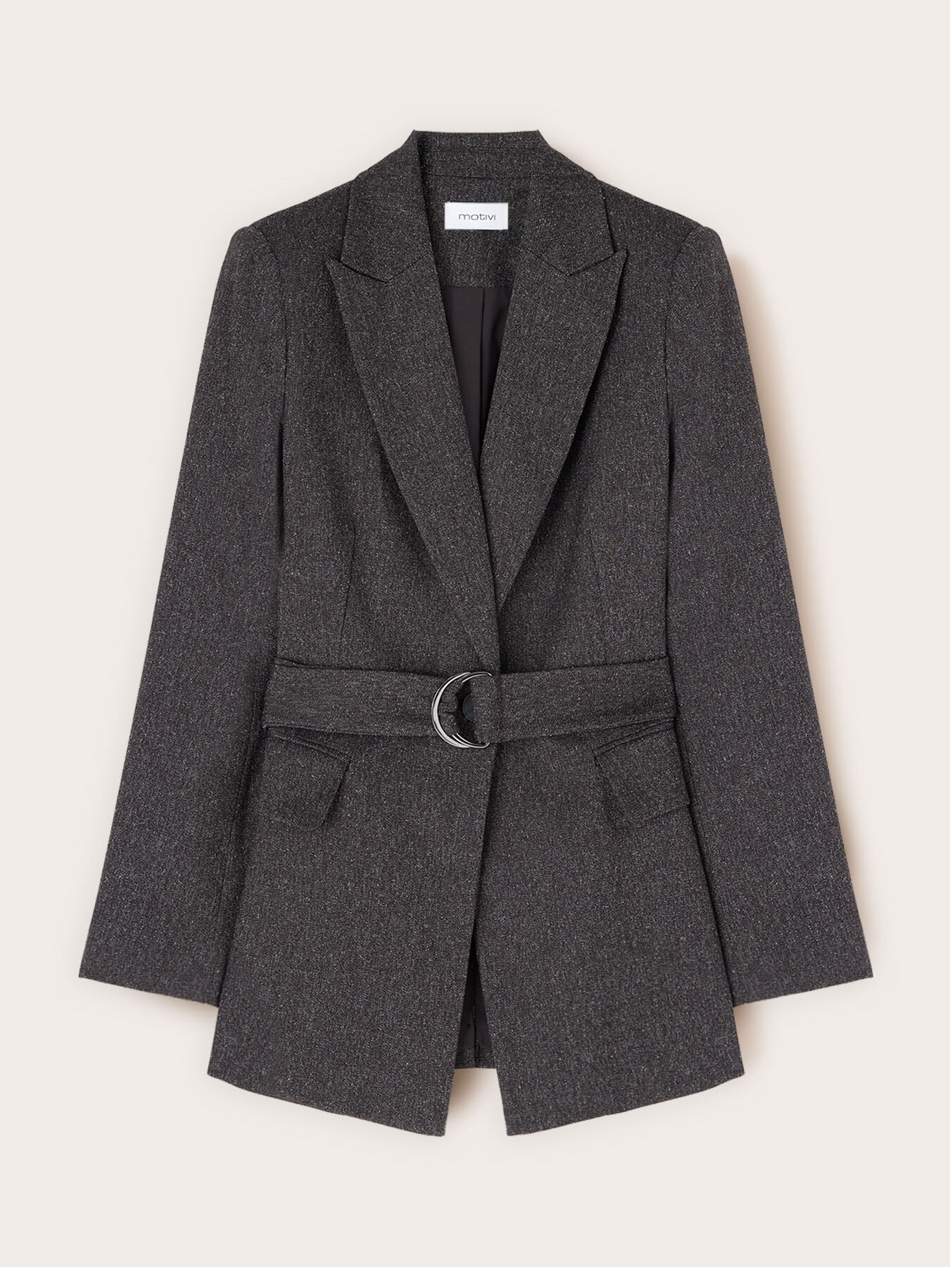 Tweed blazer with belt image number 4