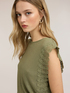 Mixed linen T-shirt with lace inserts image number 3