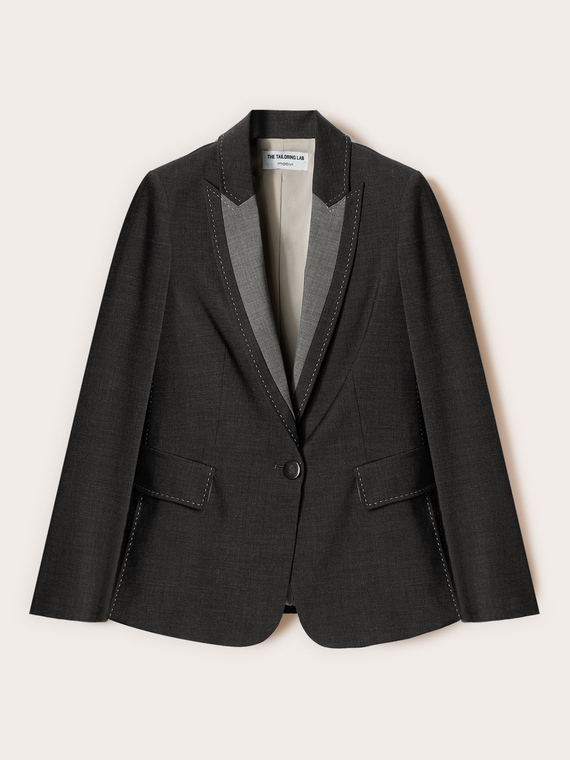 Blazer in tela misto lana con impunture