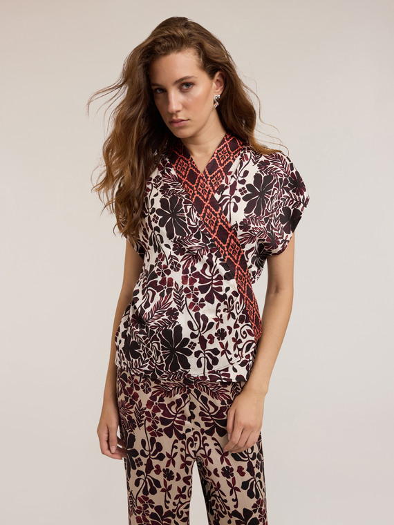 Blouse kimono &agrave; motif boh&egrave;me