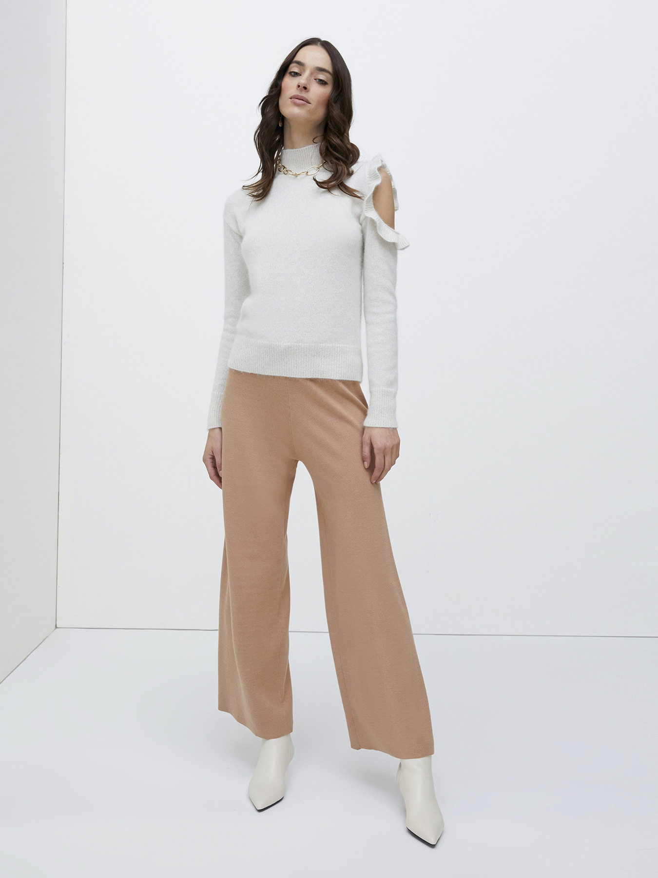 Knit palazzo trousers image number 0