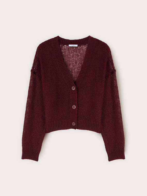 Cardigan aus durchbrochener Strickware mit Mohair-Mischung