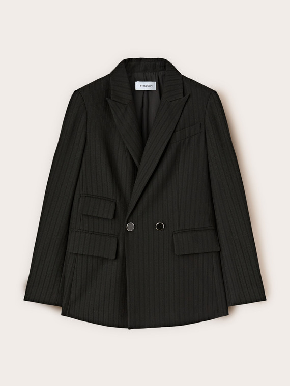 Structured double-breasted pinstripe jacket