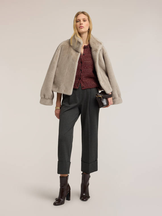 Pantaloni din material punto Roma cu manșetă