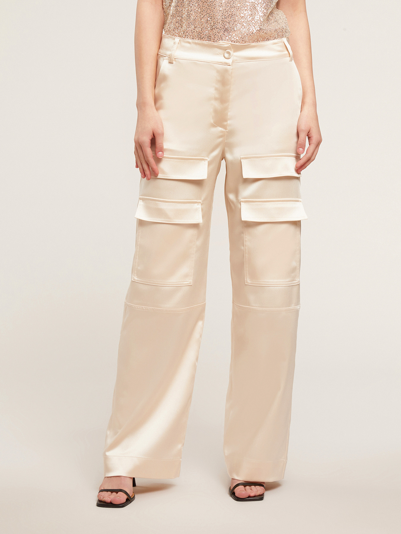 Satin cargo trousers image number 0