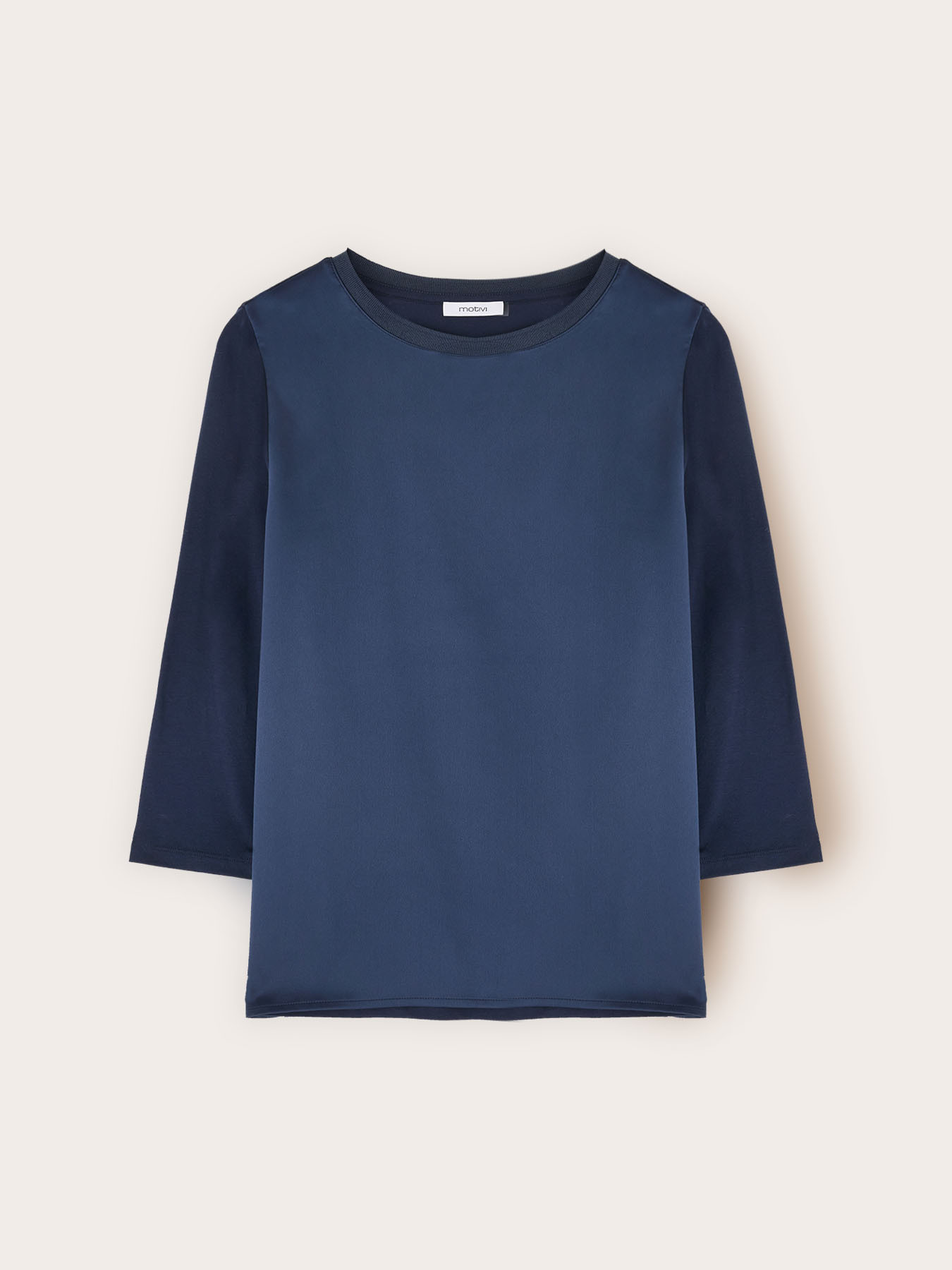 Tricou bimaterial cu m&acirc;neci trei sferturi image number 3