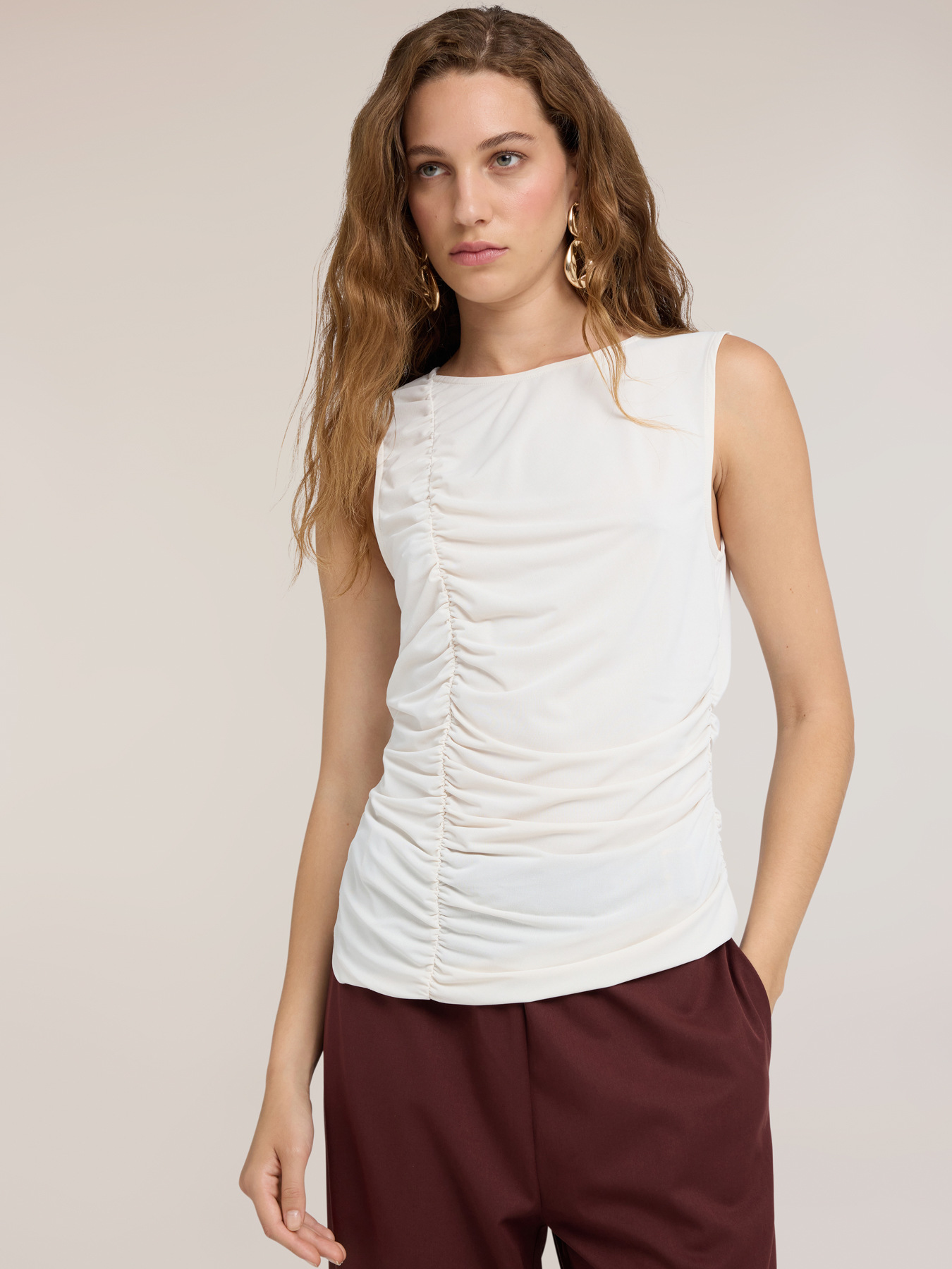 Jersey top with front draping image number 0