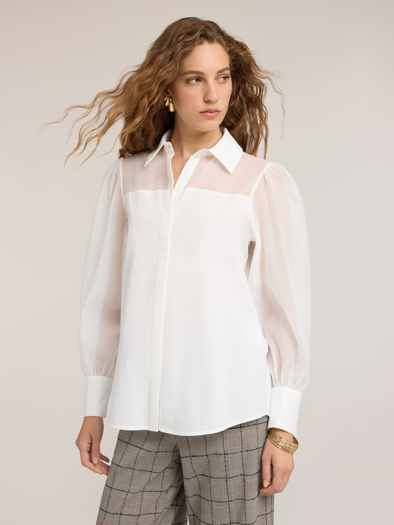 Chemise en popeline avec inserts semi-transparents