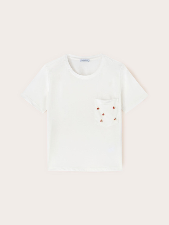 T-shirt with embroidered pocket