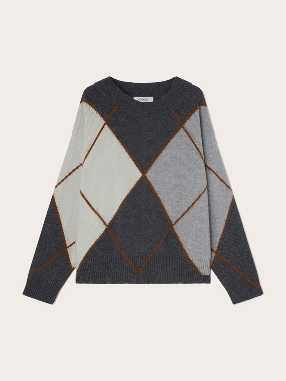 Strickpullover aus Wollmischung mit Argyle-Muster