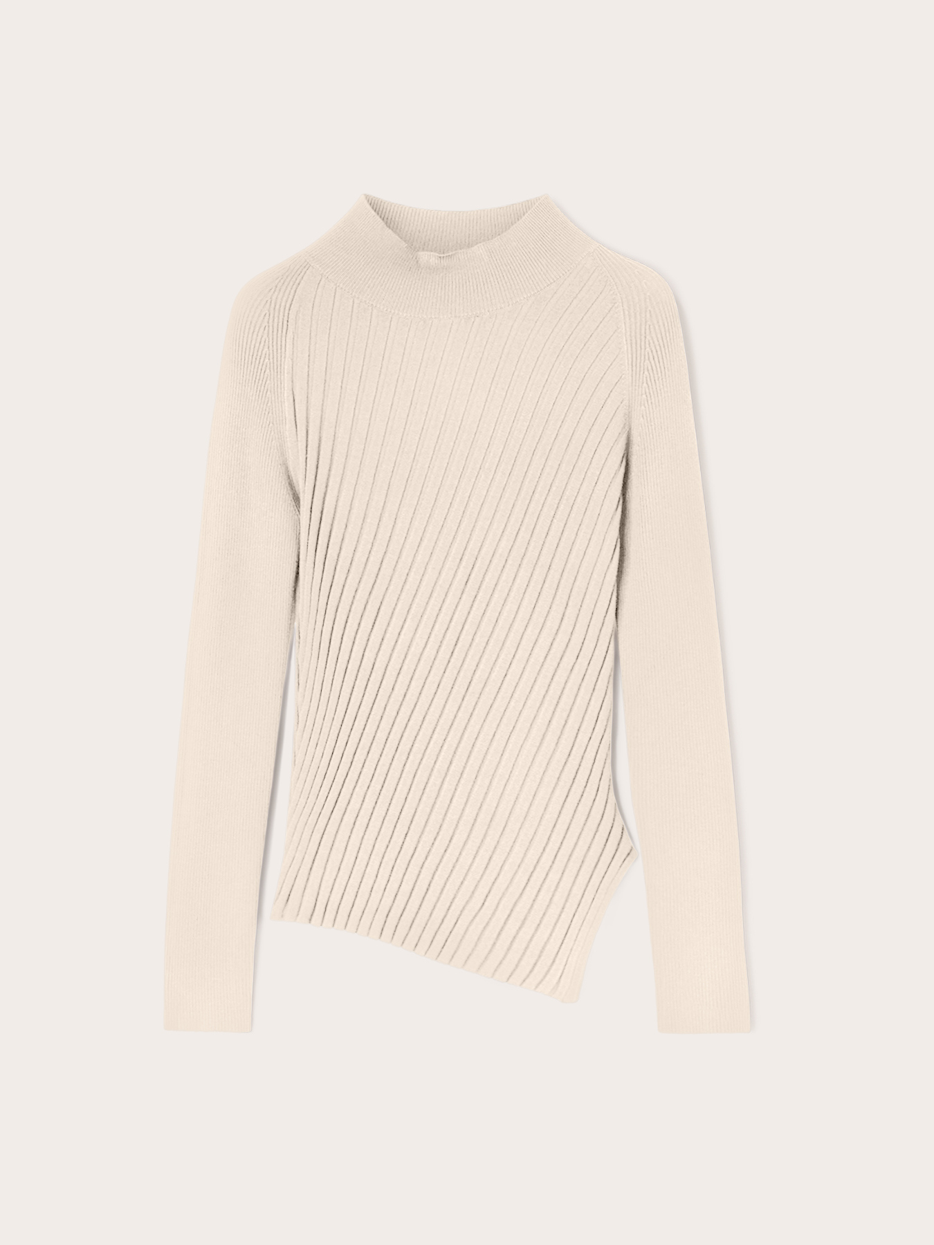 Rippstrick-Pullover mit diagonalen Rippen und asymmetrischem Saum image number 4