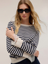 Striped sweater with lace trim on the cuffs image number 3