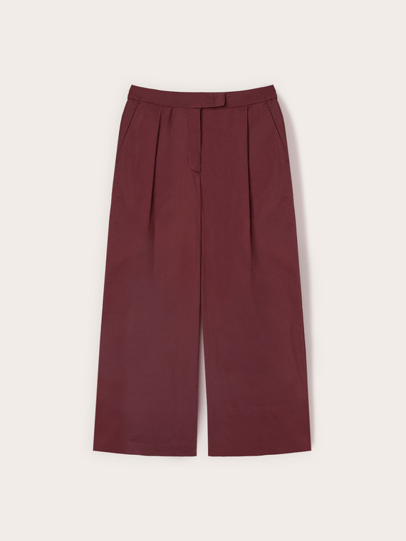 Wide-leg poplin trousers with pleats