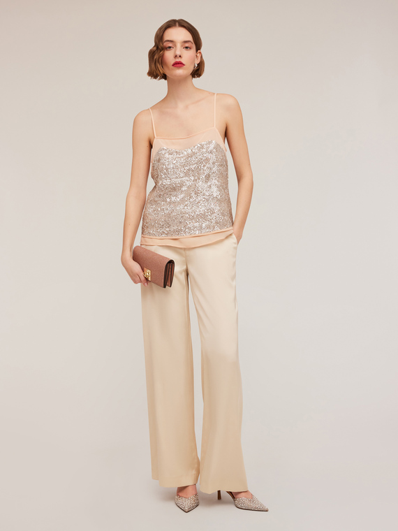 Motivi Top full paillettes Donna, Rosa, Taglia 48