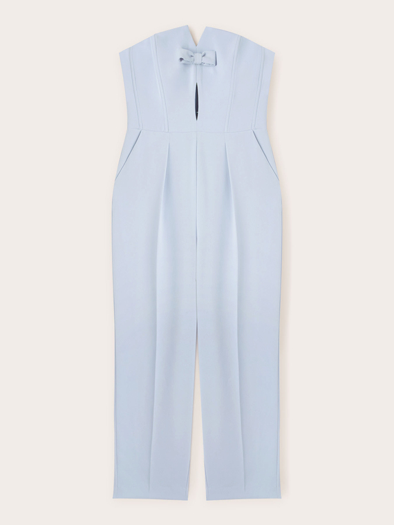 Long bustier jumpsuit with bow