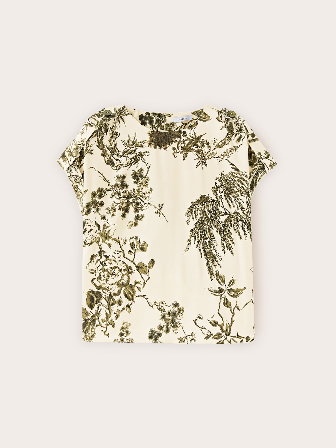 Satin blouse with botanical print image number 4