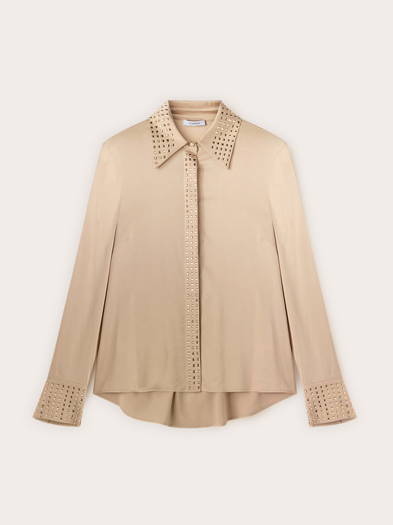 Camicia in raso con borchie